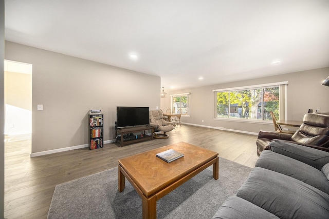 living room featuring hardwood / wood-style flooring