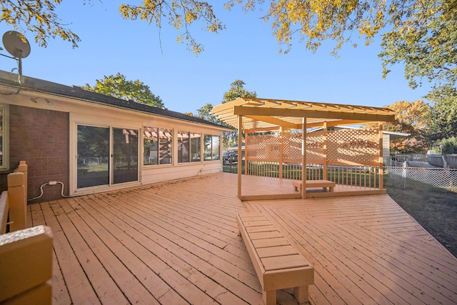 wooden terrace with a pergola