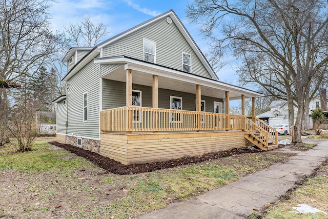 view of front facade featuring covered porch