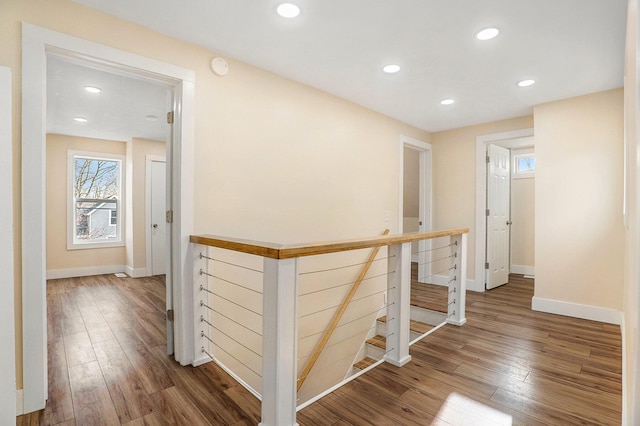 hallway featuring dark wood-type flooring