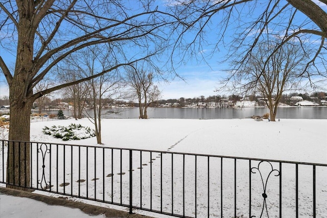 view of yard layered in snow