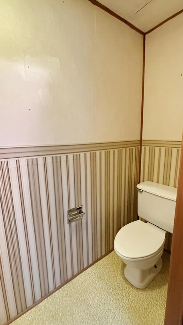 bathroom featuring toilet and ornamental molding