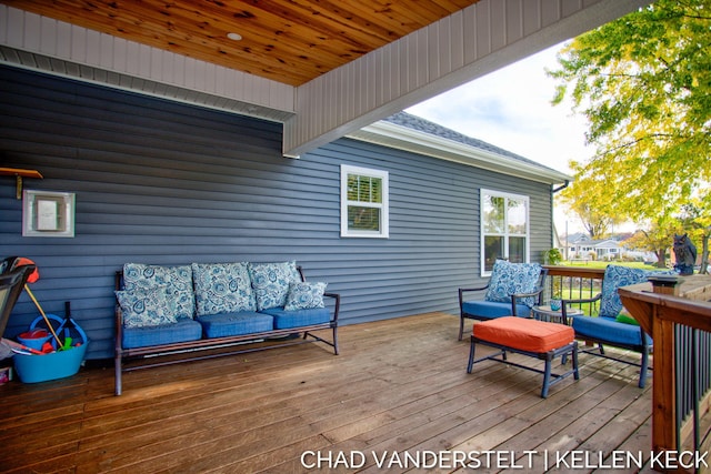 deck with an outdoor living space