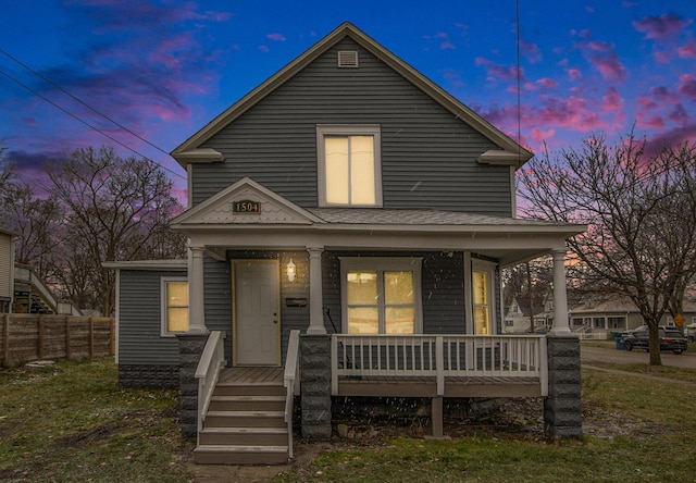 view of front of home with a porch