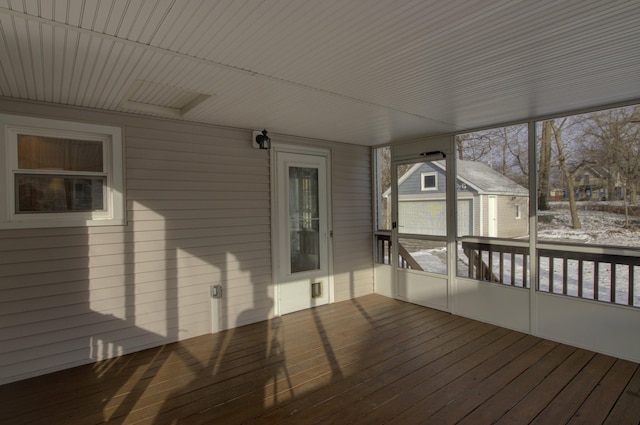 view of unfurnished sunroom