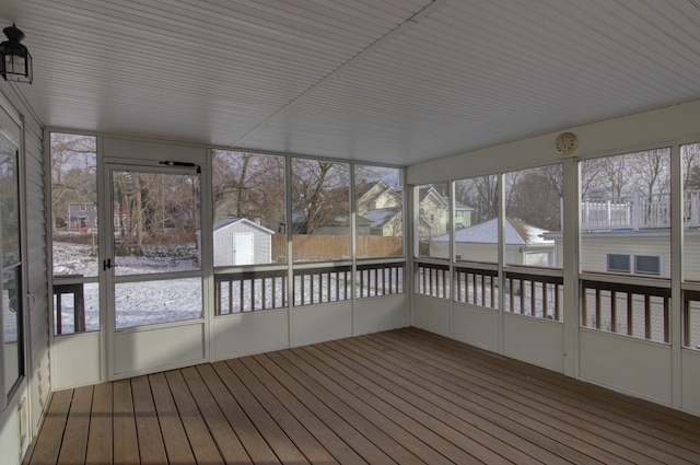 view of unfurnished sunroom