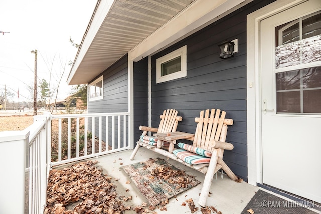 view of patio featuring a porch