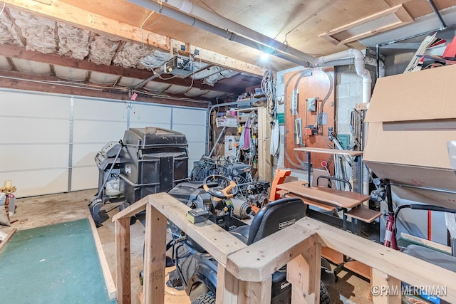 garage with a garage door opener