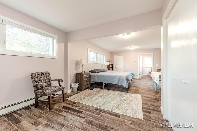 bedroom featuring dark hardwood / wood-style floors