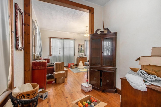 sitting room with light hardwood / wood-style flooring