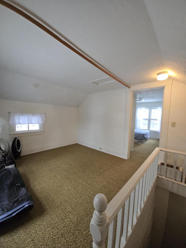 additional living space with carpet and lofted ceiling