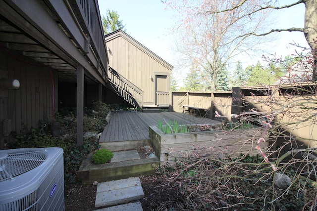 wooden terrace featuring central AC