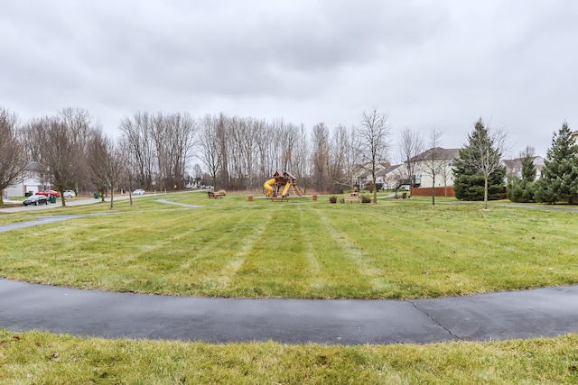 view of yard with a playground