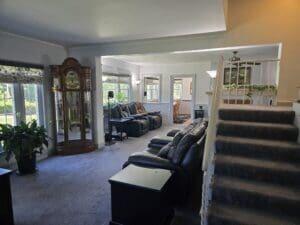 living room featuring a healthy amount of sunlight and carpet floors