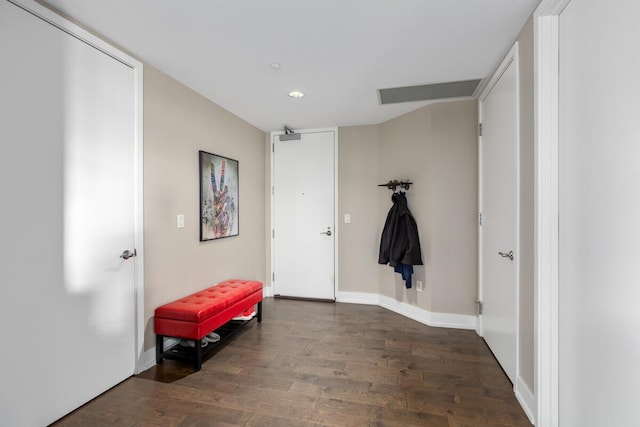 entryway featuring dark wood-type flooring