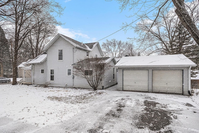 view of snow covered property