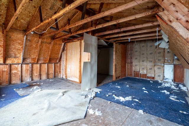 view of unfinished attic