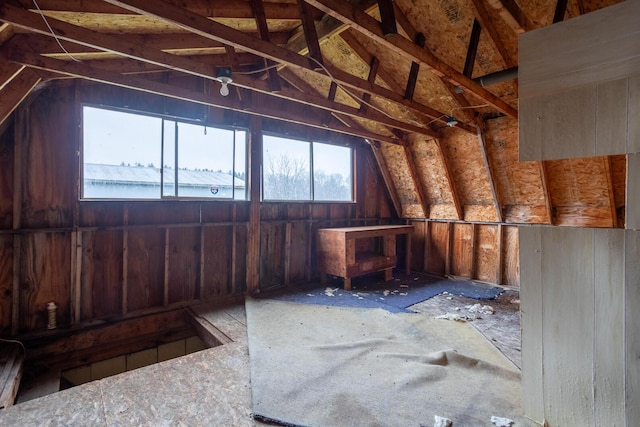 view of unfinished attic