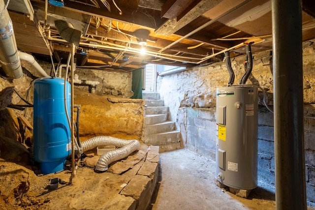 basement with electric water heater