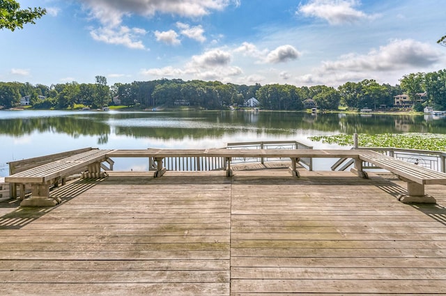 view of dock featuring a water view