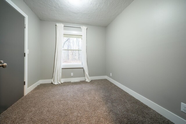 spare room featuring a textured ceiling and carpet floors