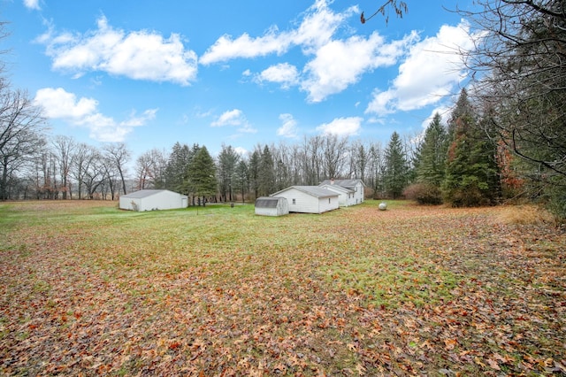 view of yard featuring an outdoor structure