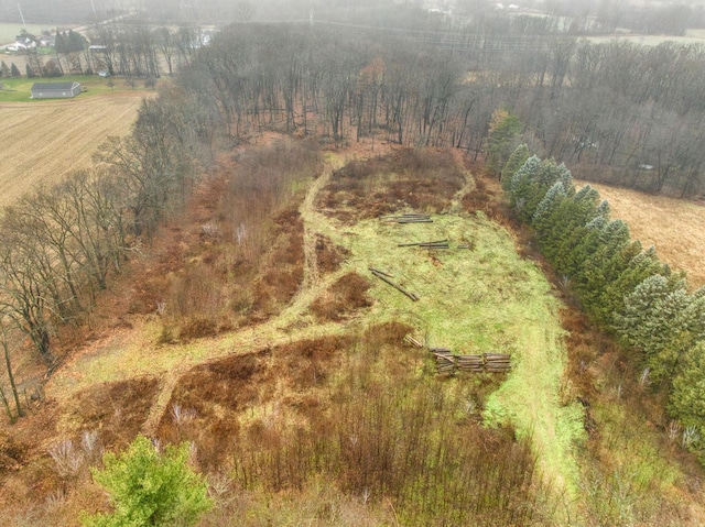 aerial view featuring a rural view