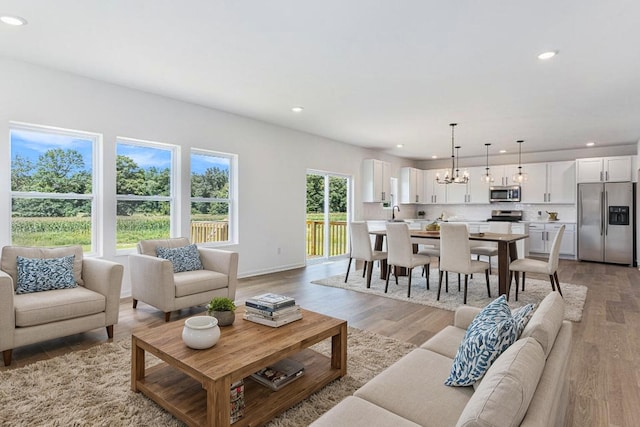 living room featuring light hardwood / wood-style floors