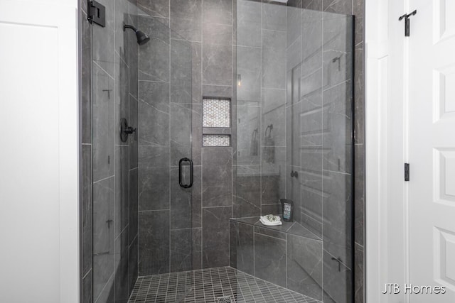 bathroom featuring a stall shower