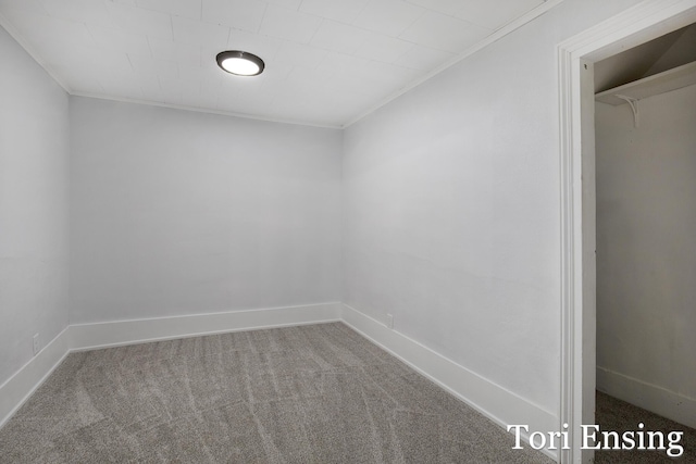 carpeted spare room featuring ornamental molding