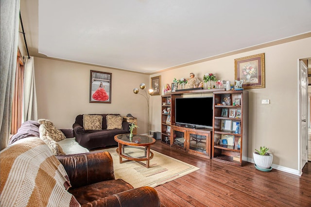 living room with hardwood / wood-style flooring