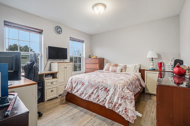 bedroom with wood-type flooring