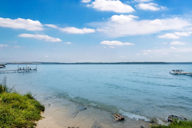 water view with a dock