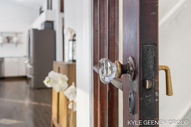 details featuring stainless steel fridge