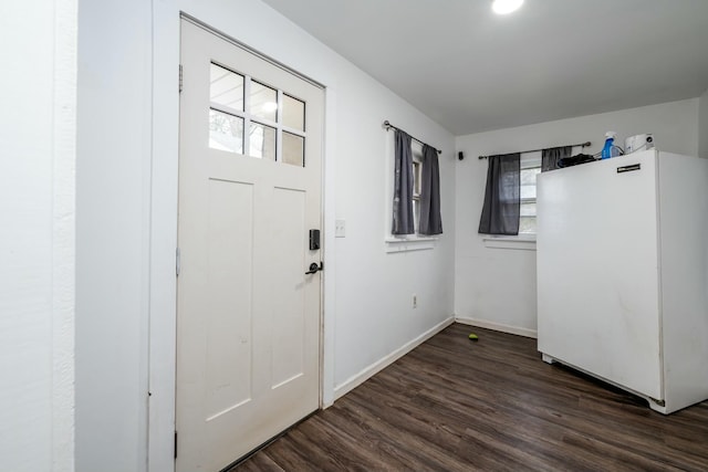 foyer entrance featuring dark hardwood / wood-style floors