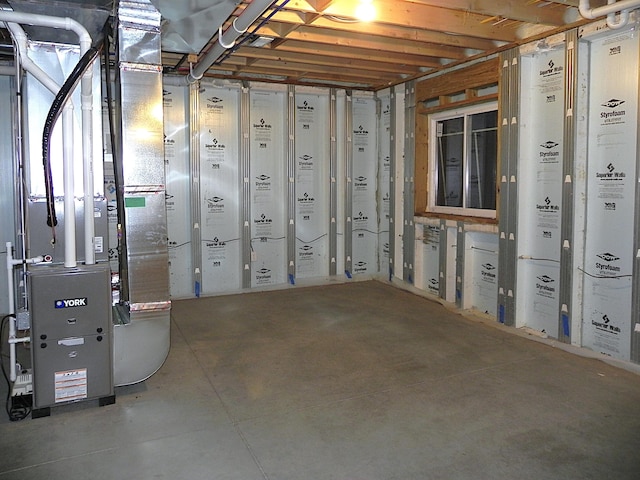 basement with heating unit