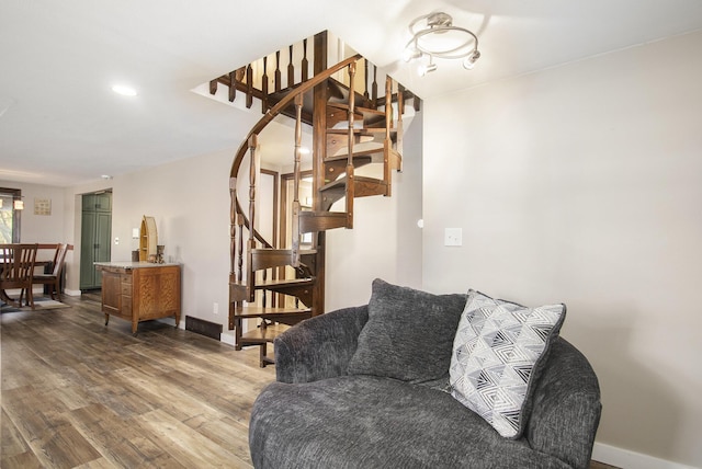 living room with wood-type flooring