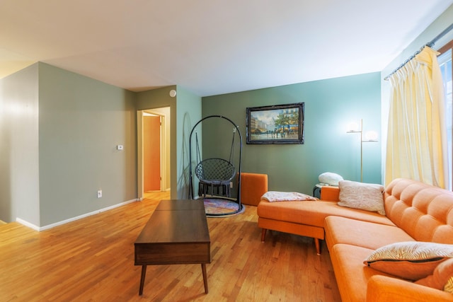 living room with light wood-type flooring