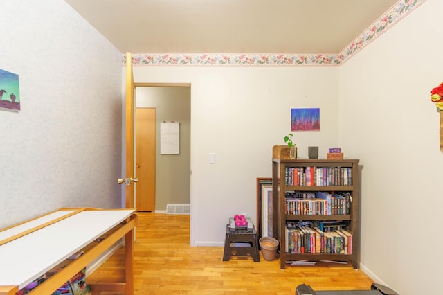 office space featuring light hardwood / wood-style floors