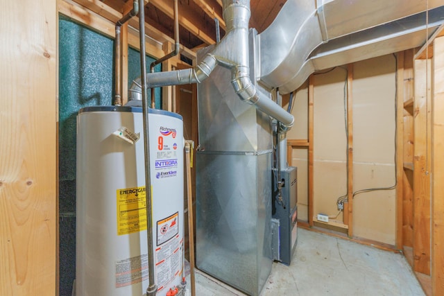 utility room featuring gas water heater