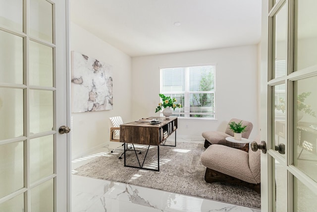 office area featuring french doors