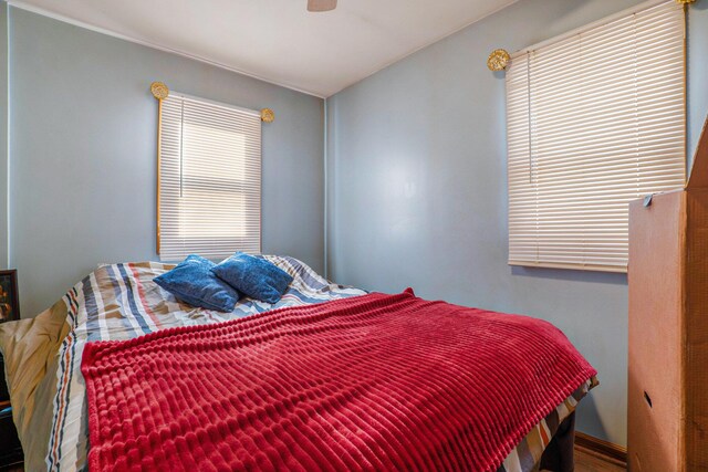 bedroom featuring ceiling fan