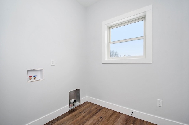 laundry room featuring hookup for a washing machine and dark hardwood / wood-style floors