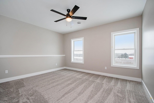 spare room with carpet and ceiling fan