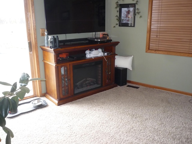 carpeted living room with a wealth of natural light