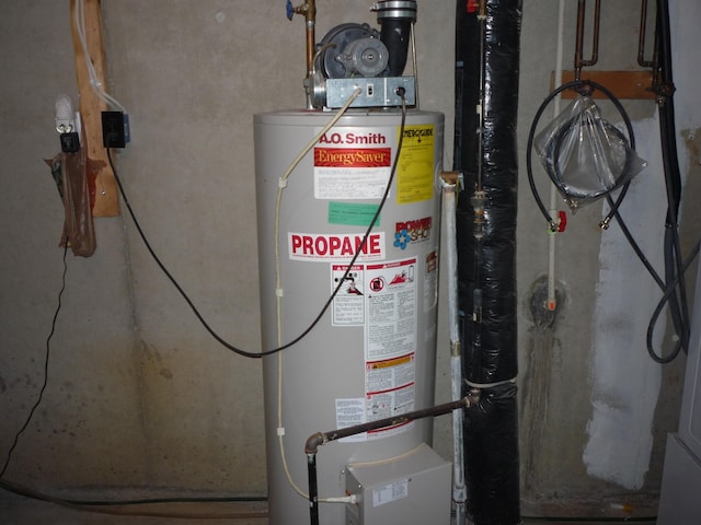 utility room featuring gas water heater