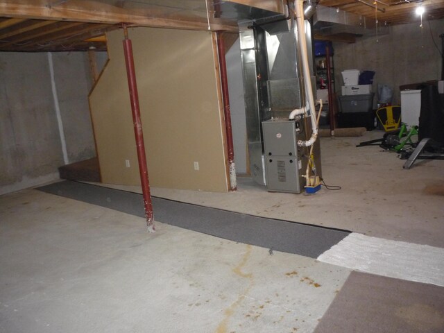 basement with heating unit