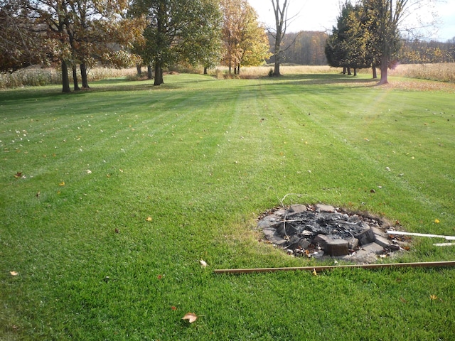 view of yard featuring a fire pit