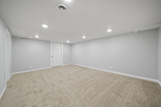 basement featuring carpet floors