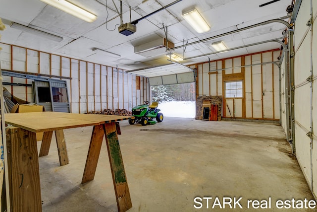 garage with a garage door opener